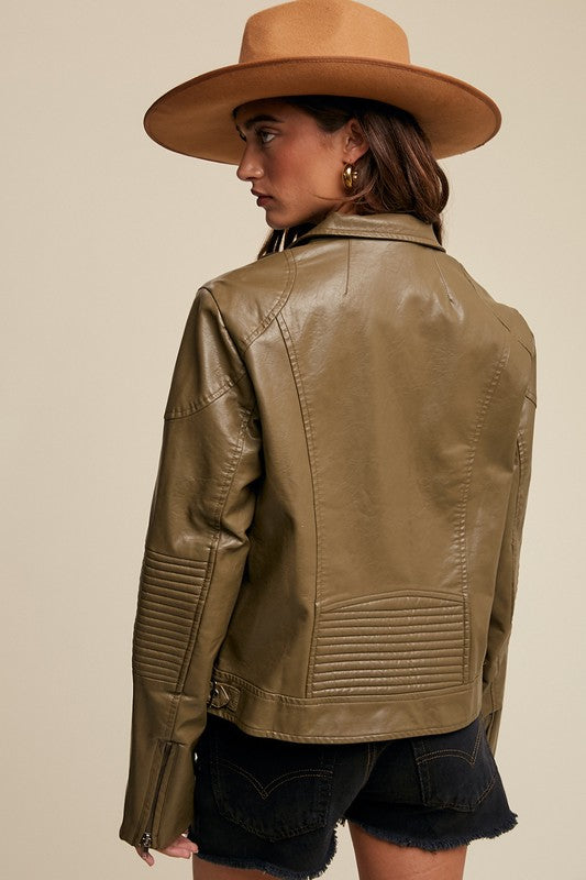 
                  
                    Load image into Gallery viewer, Faux Leather Biker Jacket
                  
                