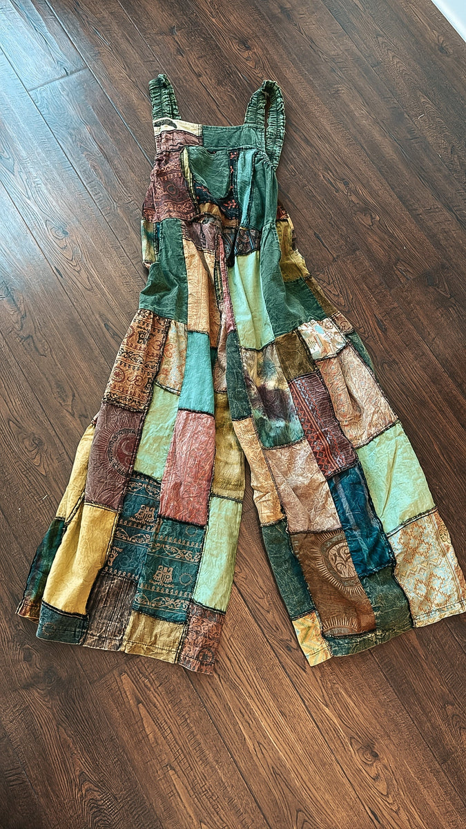 Tribal Patchwork Overalls (Handmade) Flippie Hippie