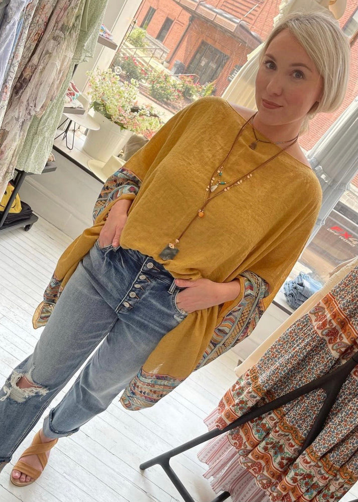 Soul Dream Embroidered Poncho (Mustard)