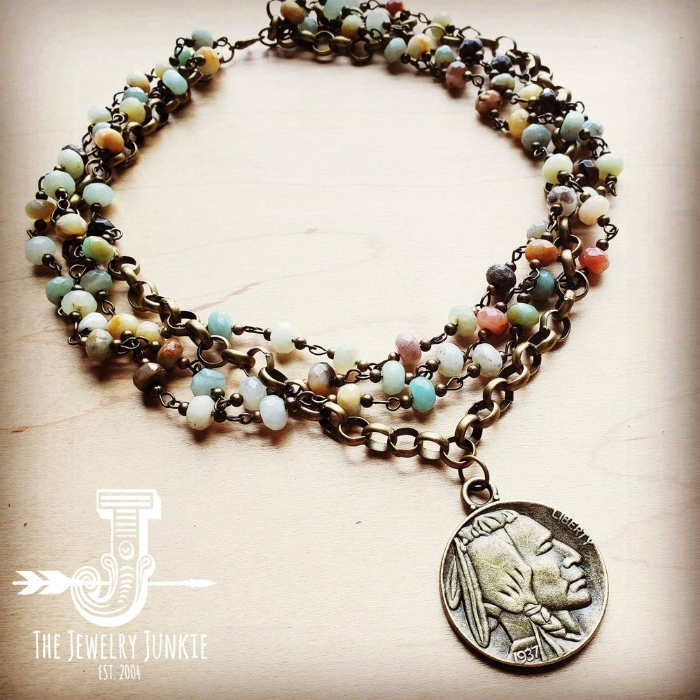 Amazonite Collar with Indian Head Coin Necklace