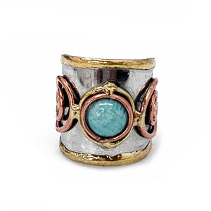 
                  
                    Load image into Gallery viewer, Mixed Metal Cuff Ring with Single Stone, Multiple Styles: Garnet
                  
                