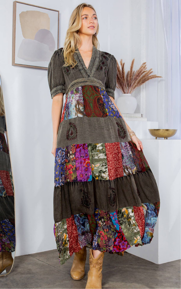 
                  
                    Load image into Gallery viewer, Stone-Washed Patchwork Dress
                  
                