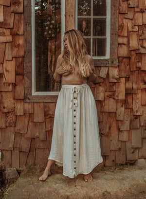 
                  
                    Load image into Gallery viewer, Bamboo Cotton Button Skirt
                  
                