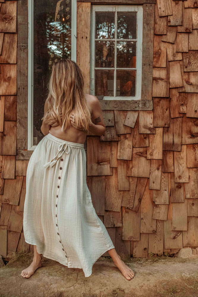 
                  
                    Load image into Gallery viewer, Bamboo Cotton Button Skirt
                  
                