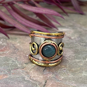 
                  
                    Load image into Gallery viewer, Mixed Metal Cuff Ring with Single Stone, Multiple Styles: Garnet
                  
                