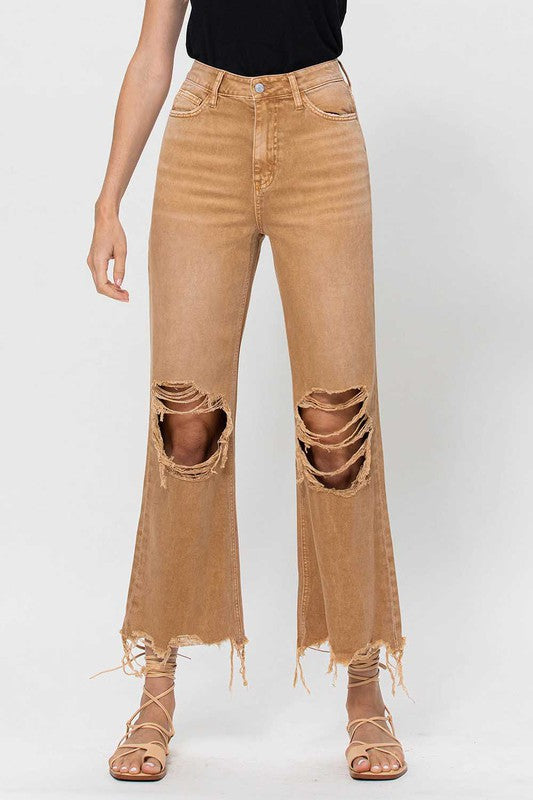 
                  
                    Load image into Gallery viewer, 90&amp;#39;s Cropped Vervet Jean (camel)
                  
                
