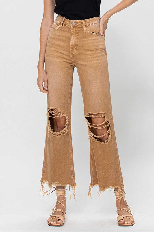 
                  
                    Load image into Gallery viewer, 90&amp;#39;s Cropped Vervet Jean (camel)
                  
                