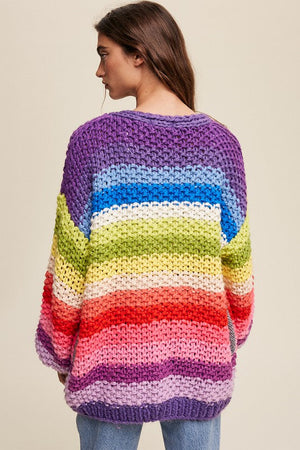 
                  
                    Load image into Gallery viewer, Stay Cozy Cardi (Hand Crochet) Multi Rainbow
                  
                