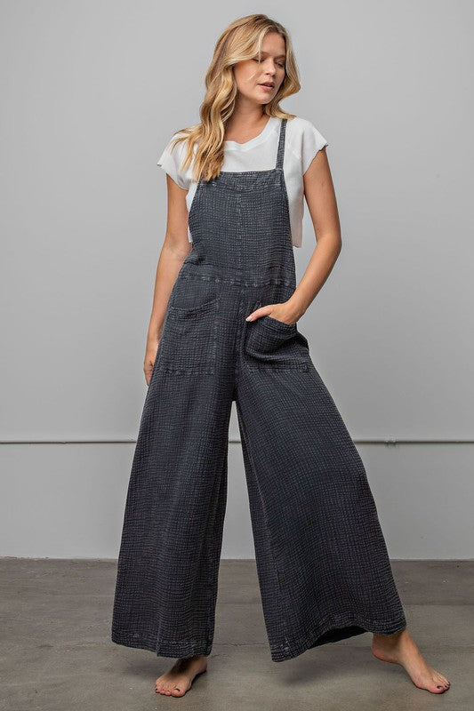 
                  
                    Load image into Gallery viewer, Maddie Tie Back Overalls (Charcoal)
                  
                