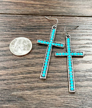 
                  
                    Load image into Gallery viewer, Cross Crystal Earrings
                  
                