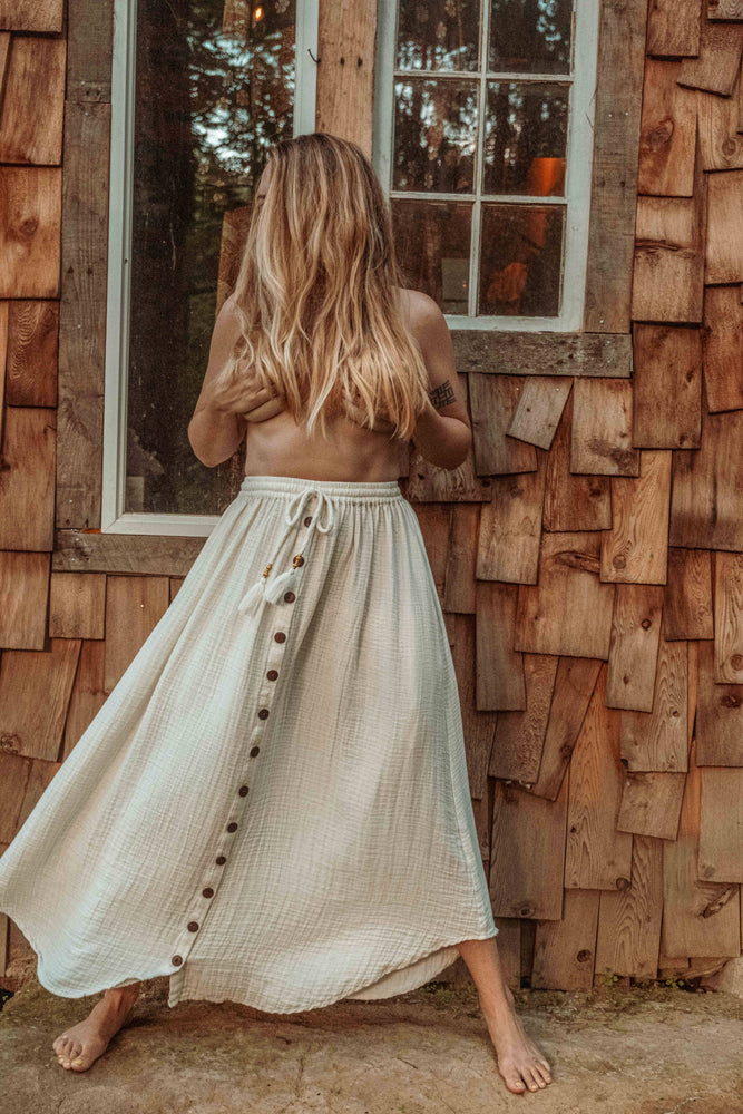 
                  
                    Load image into Gallery viewer, Bamboo Cotton Button Skirt
                  
                