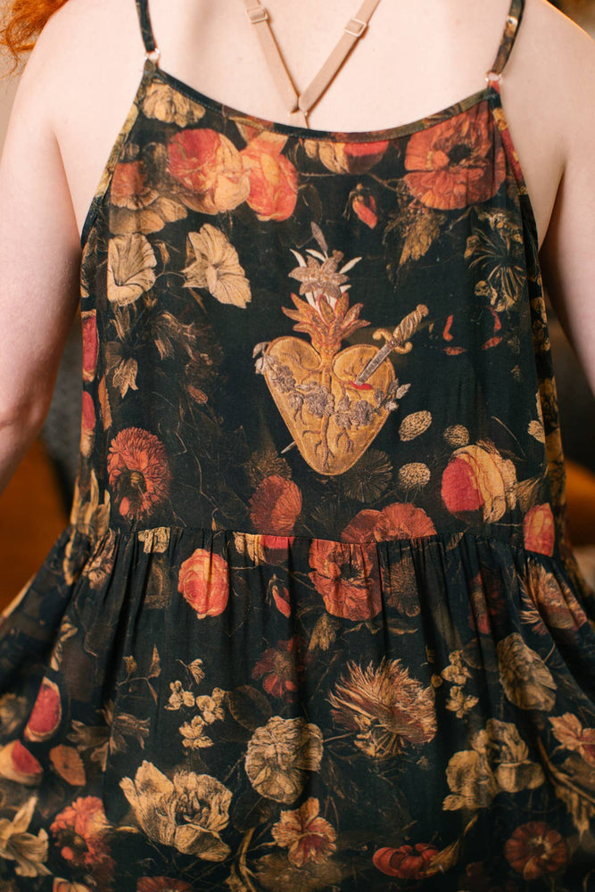 
                  
                    Load image into Gallery viewer, Market of Stars (USA) - Heart of Gold Bohéme Long Maxi Slip Dress w/ Sacred Heart: L/XL (fits approx. size 12-16)
                  
                