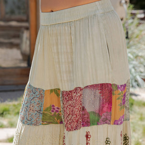 
                  
                    Load image into Gallery viewer, Young Threads - Assorted Fabric Tiered Every Day Pants with Patchwork: Moss / REGULAR (S-M-L-XL 1-2-2-1)
                  
                