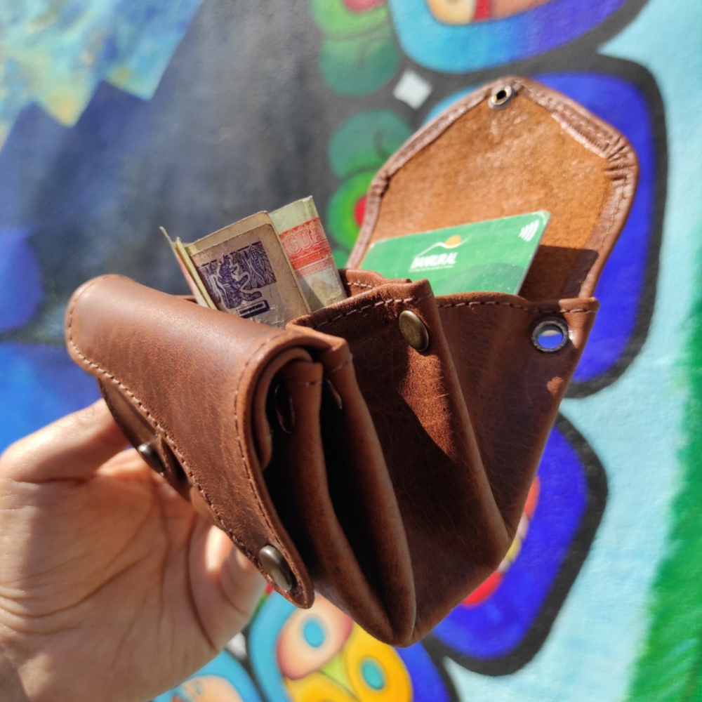 
                  
                    Load image into Gallery viewer, Small Leather Accordion Wallet: Darker Brown
                  
                