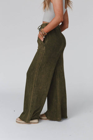 
                  
                    Load image into Gallery viewer, Relaxing Wide Leg Pant (Olive)
                  
                