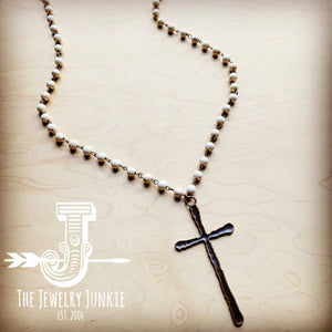 
                  
                    Load image into Gallery viewer, White Turquoise Necklace with Antique Copper Cross *Preorder
                  
                