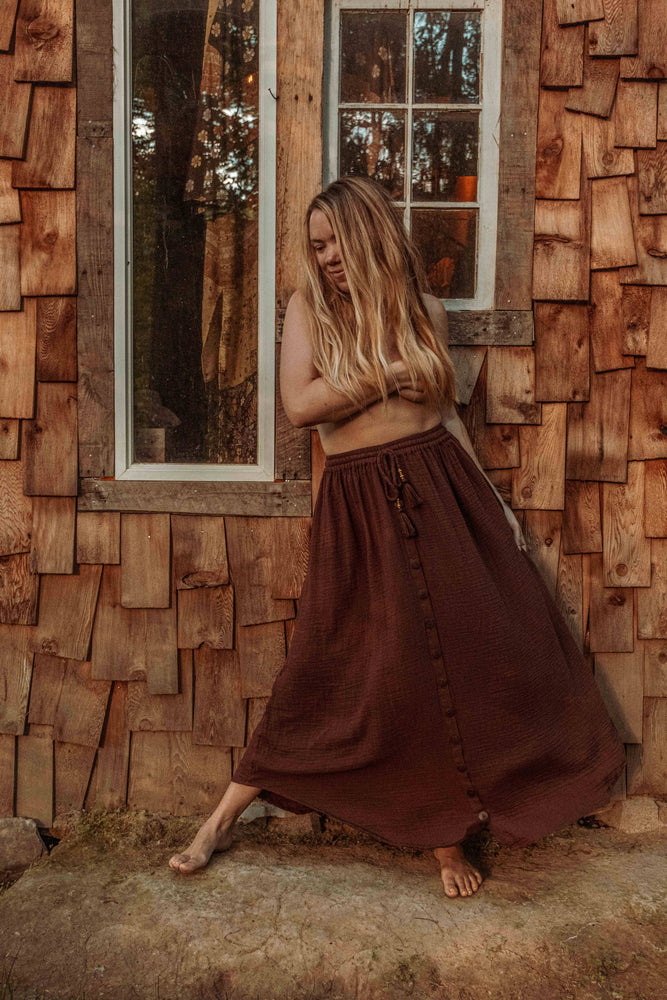 
                  
                    Load image into Gallery viewer, Bamboo Cotton Button Skirt
                  
                