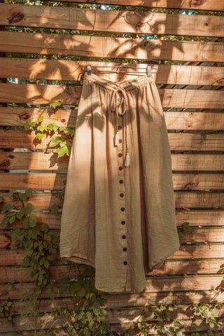 Bamboo Cotton Button Skirt