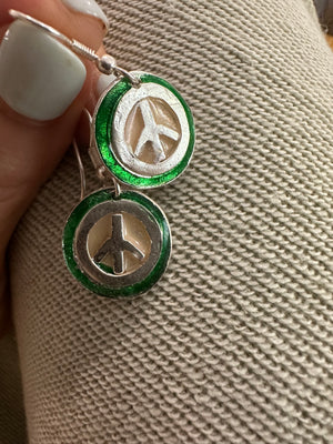 
                  
                    Load image into Gallery viewer, Pewter Peace Earrings
                  
                