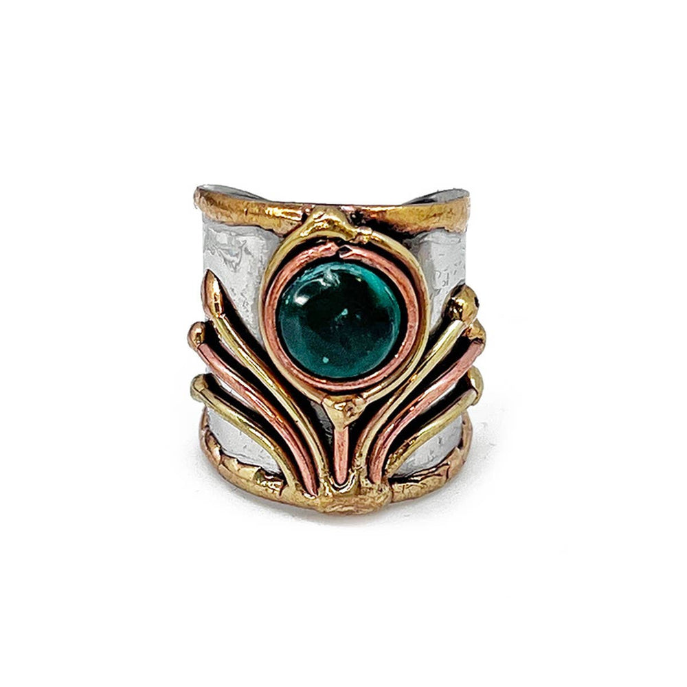 
                  
                    Load image into Gallery viewer, Mixed Metal Cuff Ring with Single Stone, Multiple Styles: Garnet
                  
                