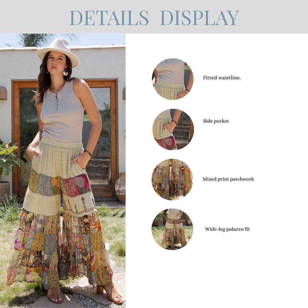 
                  
                    Load image into Gallery viewer, Young Threads - Assorted Fabric Tiered Every Day Pants with Patchwork: Moss / REGULAR (S-M-L-XL 1-2-2-1)
                  
                