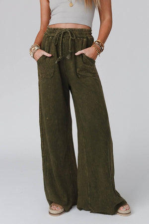 
                  
                    Load image into Gallery viewer, Relaxing Wide Leg Pant (Olive)
                  
                