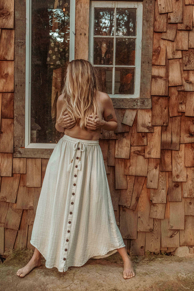 
                  
                    Load image into Gallery viewer, Bamboo Cotton Button Skirt
                  
                