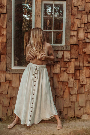 
                  
                    Load image into Gallery viewer, Bamboo Cotton Button Skirt
                  
                