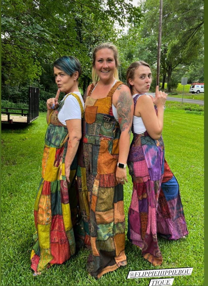 
                  
                    Load image into Gallery viewer, Tribal Patchwork Overalls (Handmade)
                  
                