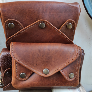 
                  
                    Load image into Gallery viewer, Small Leather Accordion Wallet: Darker Brown
                  
                
