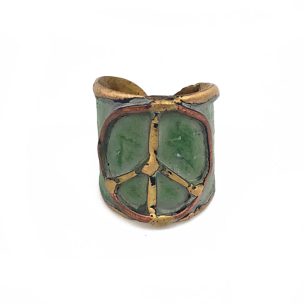 Green Peace Patina Cuff Ring (Handmade)