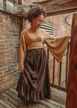 
                  
                    Load image into Gallery viewer, Boho Cinch Ruffle Skirt (Organic Cotton &amp;amp; Bamboo)
                  
                