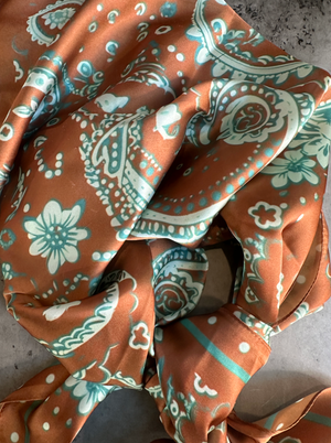 
                  
                    Load image into Gallery viewer, Rust + Turquoise Paisley Wild Rag
                  
                