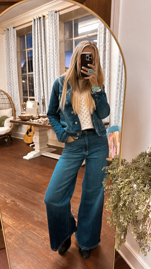 
                  
                    Load image into Gallery viewer, Dark Denim Wide Leg Jean
                  
                