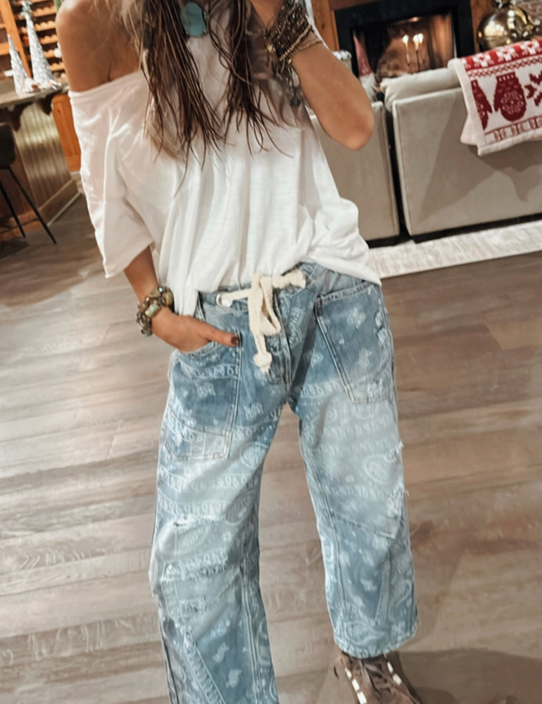 
                  
                    Load image into Gallery viewer, Paisley Denim Jeans
                  
                