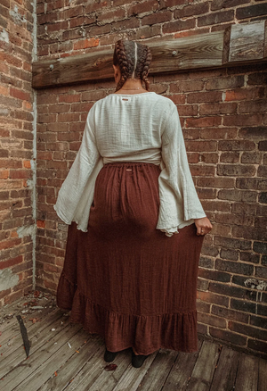 
                  
                    Load image into Gallery viewer, Boho Cinch Ruffle Skirt (Organic Cotton &amp;amp; Bamboo)
                  
                