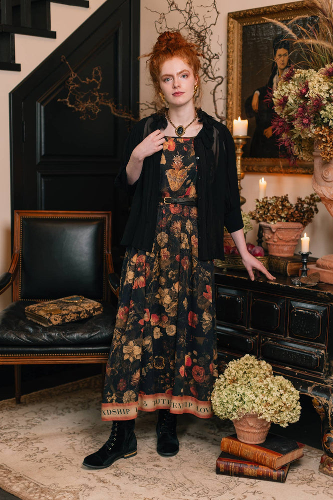 
                  
                    Load image into Gallery viewer, Market of Stars (USA) - Heart of Gold Bohéme Long Maxi Slip Dress w/ Sacred Heart: S/M (fits approx. size 6-10)
                  
                