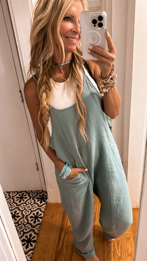 
                  
                    Load image into Gallery viewer, Still Obsessed Jumpsuit (Seafoam)
                  
                