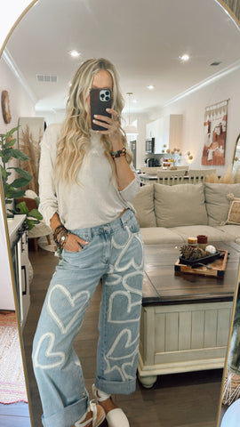 Heart is Full Patched Jeans