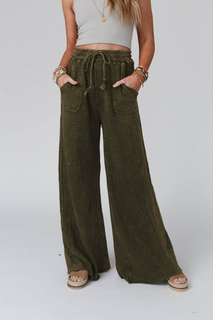
                  
                    Load image into Gallery viewer, Relaxing Wide Leg Pant (Olive)
                  
                
