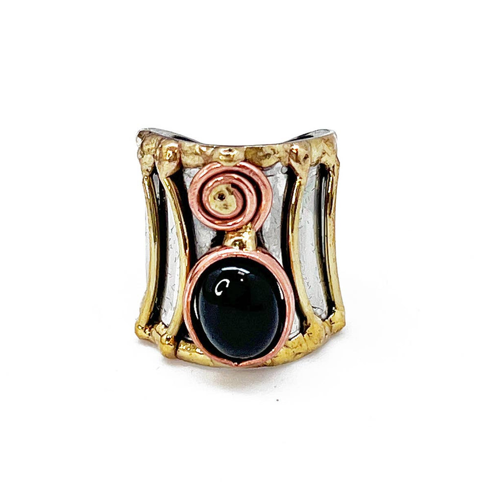 
                  
                    Load image into Gallery viewer, Mixed Metal Cuff Ring with Single Stone, Multiple Styles: Garnet
                  
                