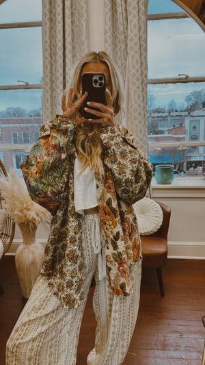 
                  
                    Load image into Gallery viewer, Vintage Floral Button Up Shacket
                  
                