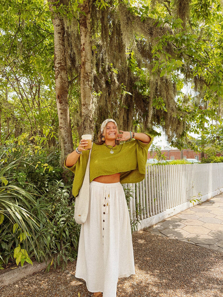 
                  
                    Load image into Gallery viewer, Bamboo Cotton Button Skirt
                  
                