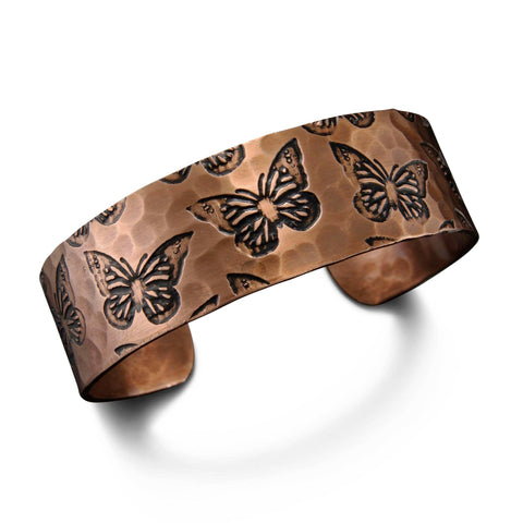 Copper Butterflies Engraved Cuff
