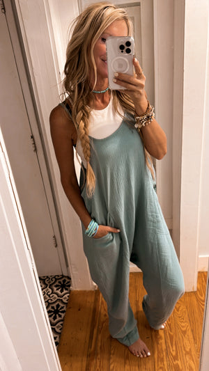 
                  
                    Load image into Gallery viewer, Still Obsessed Jumpsuit (Seafoam)
                  
                