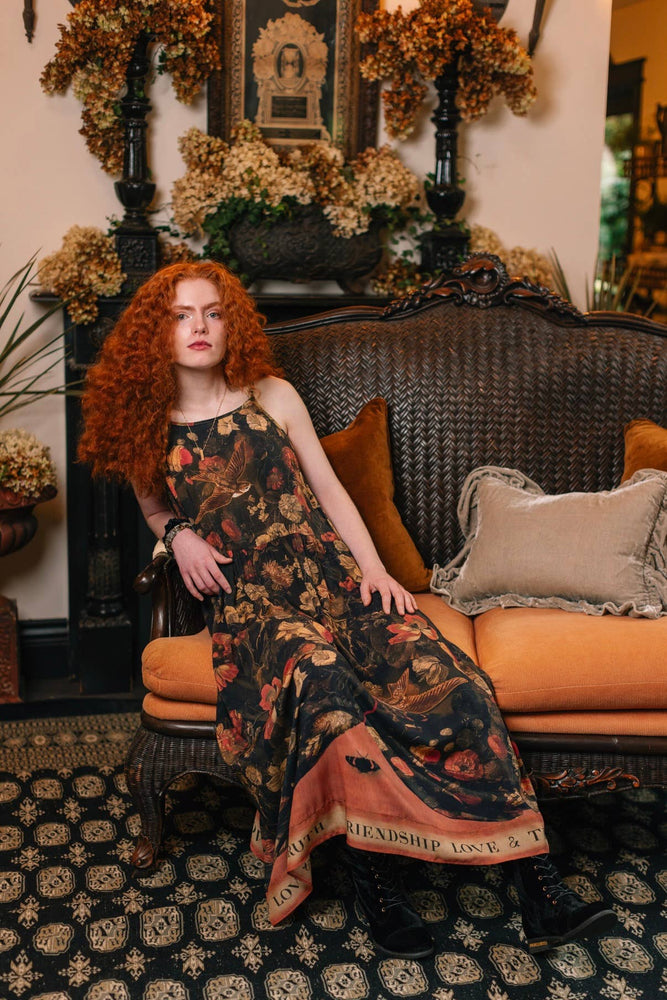 
                  
                    Load image into Gallery viewer, Market of Stars (USA) - Heart of Gold Bohéme Long Maxi Slip Dress w/ Sacred Heart: L/XL (fits approx. size 12-16)
                  
                