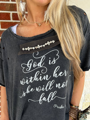 
                  
                    Load image into Gallery viewer, &amp;quot;God is Within Her&amp;quot; Distressed Tee *Preorder
                  
                