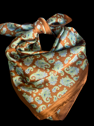 
                  
                    Load image into Gallery viewer, Rust + Turquoise Paisley Wild Rag
                  
                