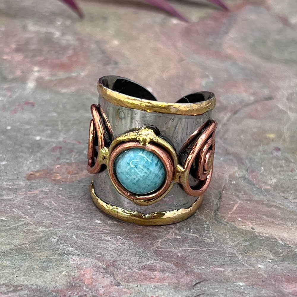 
                  
                    Load image into Gallery viewer, Mixed Metal Cuff Ring with Single Stone, Multiple Styles: Garnet
                  
                