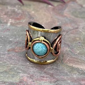 
                  
                    Load image into Gallery viewer, Mixed Metal Cuff Ring with Single Stone, Multiple Styles: Garnet
                  
                